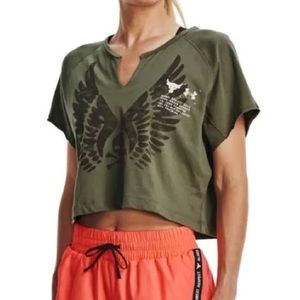 Women’s green, Project Rock, Under Armour crop top